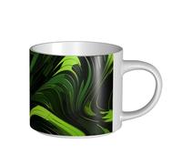 JHLMN Tazza da caffè in ceramica da 450 ml, tazza da caffè con manico grande, tazza da tè astratta serpente verde, novità tazze da tè grandi tazze da viaggio in porcellana per uomini donne ufficio