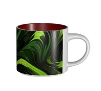 JHLMN Tazza da caffè in ceramica da 450 ml, tazza da caffè con manico grande, tazza da tè astratta serpente verde, novità tazze da tè grandi tazze da viaggio in porcellana per uomini donne ufficio