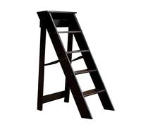 JHLP Scala Portatile in Legno - Sedia per Scala a 5 gradini Nera - Ideale per libreria, Cucina e mensole - Sgabello Pieghevole Multifunzione