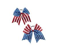 JHN12 - Fermaglio per capelli con bandiera patriottica, per coda di cavallo e cheerleader, set da 2 pezzi