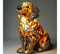JHNGYJY Dog Series Art Night Light, Lampada da Tavolo LED Resina Tema Cani, Luce Notturna 3D Stile Vetro Vintage, Decorazione Casa Soggiorno Camera, Regalo per Proprietari di Cani, Golden Retriever A