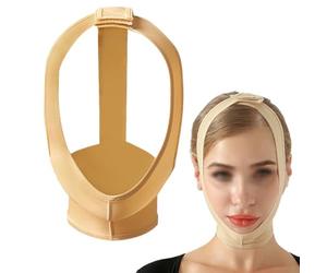 JHNGYJY Fascia di Compressione Post-Operatoria per Mento,Viso E Collo | Cintura Facciale Regolabile Post Liposuzione,Riduttore Doppio Mento E Fascia Rassodante Guance, S