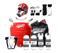 JHOFIF Sparring Gear, set da 9 pezzi per bambini e ragazzi, attrezzatura da sparring per taekwondo, guantoni da boxe, cappello, protezione toracica, attrezzatura da boxe per karate, kickboxing
