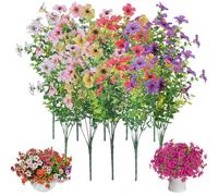 JHOMHF Confezione da 10 fiori artificiali for esterni resistenti ai raggi UV piante finte realistiche for decorazioni da giardino patio cortile veranda fiori finti al tatto reali esterni(Mix)