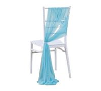JHOMHF Confezione da 12 Fasce sedie Tende Tulle Garza for Matrimoni Decorazioni Schienale Sedia Chiffon Perle coprisedie Morbidi Antirughe for Addio al Nubilato Feste Banchetti(Sky Blue)