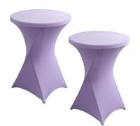 JHOMHF Confezione da 2 Copritavoli Rotondi da Cocktail in Spandex 43"x32" Coprisedie Bianchi Elasticizzati Resistenti alle Pieghe for Matrimoni Feste Banchetti Compleanni Ed Eventi(Violet)