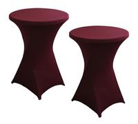 JHOMHF Confezione da 2 Copritavoli Rotondi da Cocktail in Spandex 43"x32" Coprisedie Bianchi Elasticizzati Resistenti alle Pieghe for Matrimoni Feste Banchetti Compleanni Ed Eventi(Burgundy)