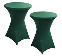 JHOMHF Confezione da 2 Copritavoli Rotondi da Cocktail in Spandex 43"x32" Coprisedie Bianchi Elasticizzati Resistenti alle Pieghe for Matrimoni Feste Banchetti Compleanni Ed Eventi(Dark Green)