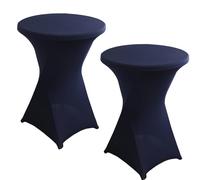 JHOMHF Confezione da 2 Copritavoli Rotondi da Cocktail in Spandex 43"x32" Coprisedie Bianchi Elasticizzati Resistenti alle Pieghe for Matrimoni Feste Banchetti Compleanni Ed Eventi(Navy)