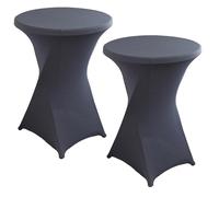 JHOMHF Confezione da 2 Copritavoli Rotondi da Cocktail in Spandex 43"x32" Coprisedie Bianchi Elasticizzati Resistenti alle Pieghe for Matrimoni Feste Banchetti Compleanni Ed Eventi(Grey)