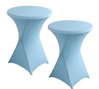 JHOMHF Confezione da 2 Copritavoli Rotondi da Cocktail in Spandex 43"x32" Coprisedie Bianchi Elasticizzati Resistenti alle Pieghe for Matrimoni Feste Banchetti Compleanni Ed Eventi(Sky Blue)