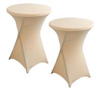 JHOMHF Confezione da 2 Copritavoli Rotondi da Cocktail in Spandex 43"x32" Coprisedie Bianchi Elasticizzati Resistenti alle Pieghe for Matrimoni Feste Banchetti Compleanni Ed Eventi(Champagne)