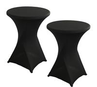 JHOMHF Confezione da 2 Copritavoli Rotondi da Cocktail in Spandex 43"x32" Coprisedie Bianchi Elasticizzati Resistenti alle Pieghe for Matrimoni Feste Banchetti Compleanni Ed Eventi(Black)