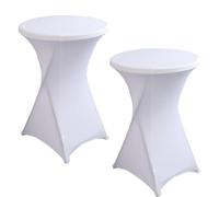 JHOMHF Confezione da 2 Copritavoli Rotondi da Cocktail in Spandex 43"x32" Coprisedie Bianchi Elasticizzati Resistenti alle Pieghe for Matrimoni Feste Banchetti Compleanni Ed Eventi(White)
