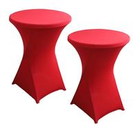 JHOMHF Confezione da 2 Copritavoli Rotondi da Cocktail in Spandex 43"x32" Coprisedie Bianchi Elasticizzati Resistenti alle Pieghe for Matrimoni Feste Banchetti Compleanni Ed Eventi(Red)