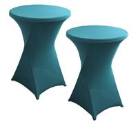 JHOMHF Confezione da 2 Copritavoli Rotondi da Cocktail in Spandex 43"x32" Coprisedie Bianchi Elasticizzati Resistenti alle Pieghe for Matrimoni Feste Banchetti Compleanni Ed Eventi(Teal)