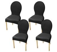 JHOMHF Coprisedia da Pranzo con Schienale Rotondo Elastico in Tinta Unita Coprisedia Elasticizzato for Sala da Pranzo Cucina Hotel(Black,4Pcs-L)