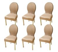 JHOMHF Coprisedia da Pranzo con Schienale Rotondo Elastico in Tinta Unita Coprisedia Elasticizzato for Sala da Pranzo Cucina Hotel(Khaki,6Pcs-S)