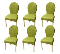 JHOMHF Coprisedia da Pranzo con Schienale Rotondo Elastico in Tinta Unita Coprisedia Elasticizzato for Sala da Pranzo Cucina Hotel(Glass Green,6Pcs-L)