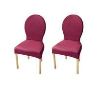 JHOMHF Coprisedia da Pranzo con Schienale Rotondo Elastico in Tinta Unita Coprisedia Elasticizzato for Sala da Pranzo Cucina Hotel(Claret,2Pcs-L)