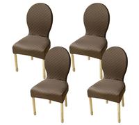 JHOMHF Coprisedia da Pranzo con Schienale Rotondo Elastico in Tinta Unita Coprisedia Elasticizzato for Sala da Pranzo Cucina Hotel(Brown,4Pcs-S)