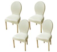 JHOMHF Coprisedia da Pranzo con Schienale Rotondo Elastico in Tinta Unita Coprisedia Elasticizzato for Sala da Pranzo Cucina Hotel(Beige,4Pcs-S)