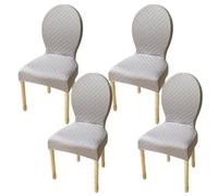 JHOMHF Coprisedia da Pranzo con Schienale Rotondo Elastico in Tinta Unita Coprisedia Elasticizzato for Sala da Pranzo Cucina Hotel(Gray,4Pcs-L)
