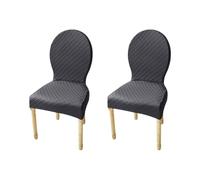JHOMHF Coprisedia da Pranzo con Schienale Rotondo Elastico in Tinta Unita Coprisedia Elasticizzato for Sala da Pranzo Cucina Hotel(Dark Grey,2Pcs-s)