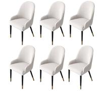 JHOMHF Coprisedia da Pranzo Elasticizzata di metà Secolo for Schienale Curvo con Braccioli Coprisedile in Spandex Elastico(Blanc,6PCS)