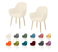 JHOMHF Coprisedia Elastici for Poltrone da Pranzo con Schienale Curvo Coprisedia Elasticizzati for Cucina Ufficio Scrivania Sgabello da Bar Girevole(off-White,2PC)