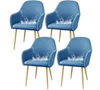 JHOMHF Coprisedie da Pranzo in Spandex con Braccioli Morbidi Riutilizzabili Resistenti all'Acqua Elasticizzati con Schienale Curvo for Sedie da Toeletta Cucina Sala da Pranzo(Blue,4 Pack)