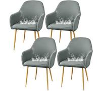 JHOMHF Coprisedie da Pranzo in Spandex con Braccioli Morbidi Riutilizzabili Resistenti all'Acqua Elasticizzati con Schienale Curvo for Sedie da Toeletta Cucina Sala da Pranzo(Light Grey,4 Pack)
