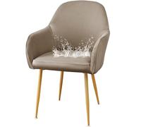 JHOMHF Coprisedie da Pranzo in Spandex con Braccioli Morbidi Riutilizzabili Resistenti all'Acqua Elasticizzati con Schienale Curvo for Sedie da Toeletta Cucina Sala da Pranzo(Khaki,1 Pack)