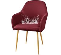 JHOMHF Coprisedie da Pranzo in Spandex con Braccioli Morbidi Riutilizzabili Resistenti all'Acqua Elasticizzati con Schienale Curvo for Sedie da Toeletta Cucina Sala da Pranzo(Claret,1 Pack)