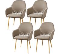 JHOMHF Coprisedie da Pranzo in Spandex con Braccioli Morbidi Riutilizzabili Resistenti all'Acqua Elasticizzati con Schienale Curvo for Sedie da Toeletta Cucina Sala da Pranzo(Khaki,4 Pack)