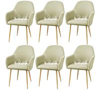 JHOMHF Coprisedie da Pranzo in Spandex con Braccioli Morbidi Riutilizzabili Resistenti all'Acqua Elasticizzati con Schienale Curvo for Sedie da Toeletta Cucina Sala da Pranzo(Beige,6 Pack)