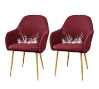 JHOMHF Coprisedie da Pranzo in Spandex con Braccioli Morbidi Riutilizzabili Resistenti all'Acqua Elasticizzati con Schienale Curvo for Sedie da Toeletta Cucina Sala da Pranzo(Claret,2 Pack)