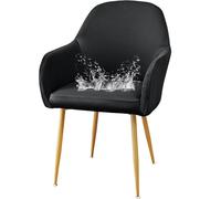 JHOMHF Coprisedie da Pranzo in Spandex con Braccioli Morbidi Riutilizzabili Resistenti all'Acqua Elasticizzati con Schienale Curvo for Sedie da Toeletta Cucina Sala da Pranzo(Dark Grey,1 Pack)