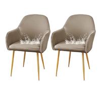 JHOMHF Coprisedie da Pranzo in Spandex con Braccioli Morbidi Riutilizzabili Resistenti all'Acqua Elasticizzati con Schienale Curvo for Sedie da Toeletta Cucina Sala da Pranzo(Khaki,2 Pack)