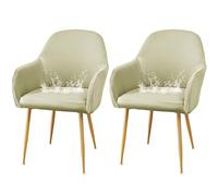 JHOMHF Coprisedie da Pranzo in Spandex con Braccioli Morbidi Riutilizzabili Resistenti all'Acqua Elasticizzati con Schienale Curvo for Sedie da Toeletta Cucina Sala da Pranzo(Beige,2 Pack)