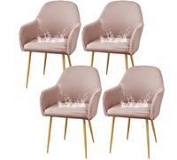 JHOMHF Coprisedie da Pranzo in Spandex con Braccioli Morbidi Riutilizzabili Resistenti all'Acqua Elasticizzati con Schienale Curvo for Sedie da Toeletta Cucina Sala da Pranzo(Pink,4 Pack)