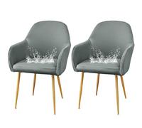JHOMHF Coprisedie da Pranzo in Spandex con Braccioli Morbidi Riutilizzabili Resistenti all'Acqua Elasticizzati con Schienale Curvo for Sedie da Toeletta Cucina Sala da Pranzo(Light Grey,2 Pack)