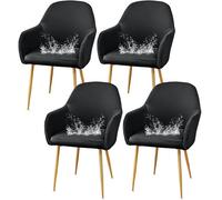 JHOMHF Coprisedie da Pranzo in Spandex con Braccioli Morbidi Riutilizzabili Resistenti all'Acqua Elasticizzati con Schienale Curvo for Sedie da Toeletta Cucina Sala da Pranzo(Dark Grey,4 Pack)