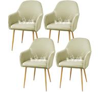 JHOMHF Coprisedie da Pranzo in Spandex con Braccioli Morbidi Riutilizzabili Resistenti all'Acqua Elasticizzati con Schienale Curvo for Sedie da Toeletta Cucina Sala da Pranzo(Beige,4 Pack)