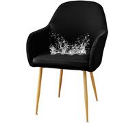 JHOMHF Coprisedie da Pranzo in Spandex con Braccioli Morbidi Riutilizzabili Resistenti all'Acqua Elasticizzati con Schienale Curvo for Sedie da Toeletta Cucina Sala da Pranzo(Black,1 Pack)