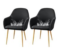 JHOMHF Coprisedie da Pranzo in Spandex con Braccioli Morbidi Riutilizzabili Resistenti all'Acqua Elasticizzati con Schienale Curvo for Sedie da Toeletta Cucina Sala da Pranzo(Dark Grey,2 Pack)