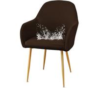 JHOMHF Coprisedie da Pranzo in Spandex con Braccioli Morbidi Riutilizzabili Resistenti all'Acqua Elasticizzati con Schienale Curvo for Sedie da Toeletta Cucina Sala da Pranzo(Deep Coffee,1 Pack)