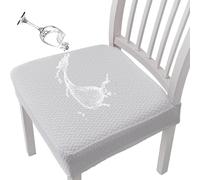 JHOMHF Coprisedie da Pranzo Jacquard Impermeabili Resistenti Set di Coprisedie Elasticizzati con vestibilità Elastica Proteggi-Sedile Rimovibili Lavabili for Sedie da Tavolo da Cucina(White,Set of 8)