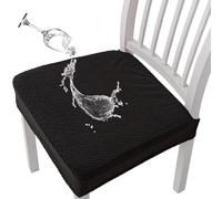 JHOMHF Coprisedie da Pranzo Jacquard Impermeabili Resistenti Set di Coprisedie Elasticizzati con vestibilità Elastica Proteggi-Sedile Rimovibili Lavabili for Sedie da Tavolo da Cucina(Black,Set of 4)