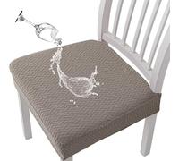 JHOMHF Coprisedie da Pranzo Jacquard Impermeabili Resistenti Set di Coprisedie Elasticizzati con vestibilità Elastica Proteggi-Sedile Rimovibili Lavabili for Sedie da Tavolo da Cucina(Taupe,Set of 8)